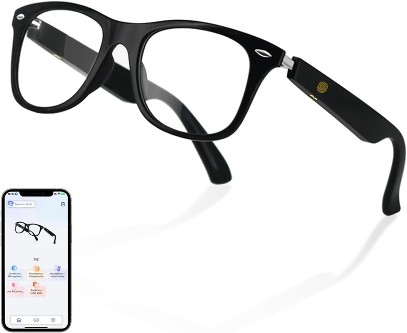PADOM AI Smart Translation Glasses, Noise Reduction & Anti-Blue Light, Powered By GPT, Support 165+ Languages Multi-Functional Translator Glasses, Unisex Audio Bluetooth Glasses for Work, Travel & Study - Image 1